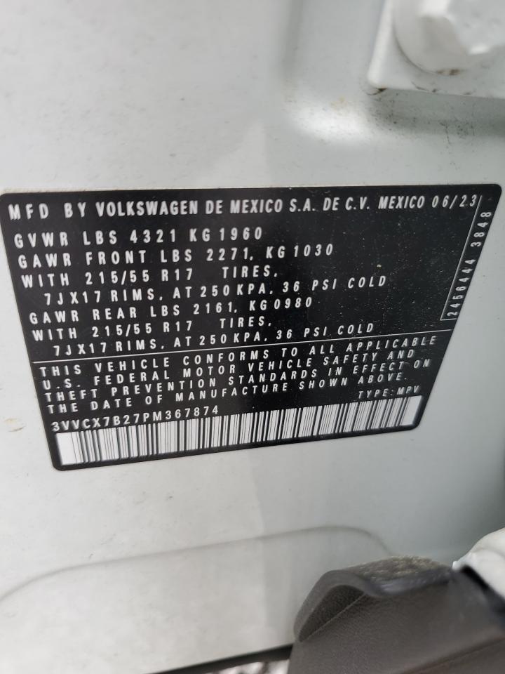 2023 VOLKSWAGEN TAOS S VIN:3VVCX7B27PM367874