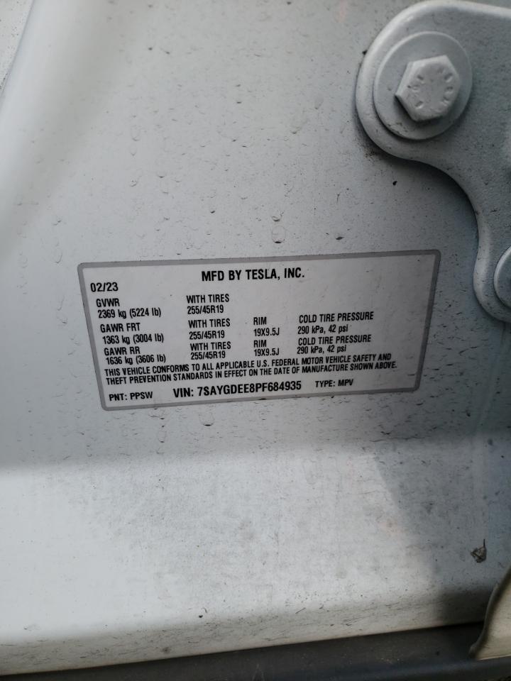 2023 TESLA MODEL Y VIN:7SAYGDEE8PF684935