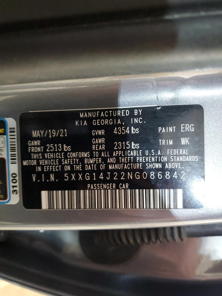 2022 KIA K5 LXS VIN:5XXG14J22NG086842