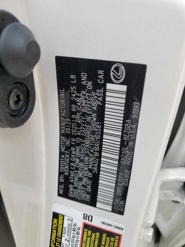 2024 LEXUS ES 350 BASE VIN:58ADZ1B16RU165581