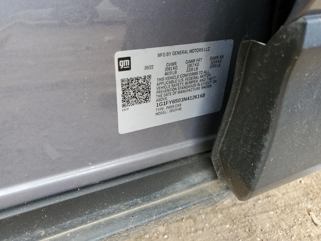 2022 CHEVROLET BOLT EUV LT VIN:1G1FY6S03N4126168