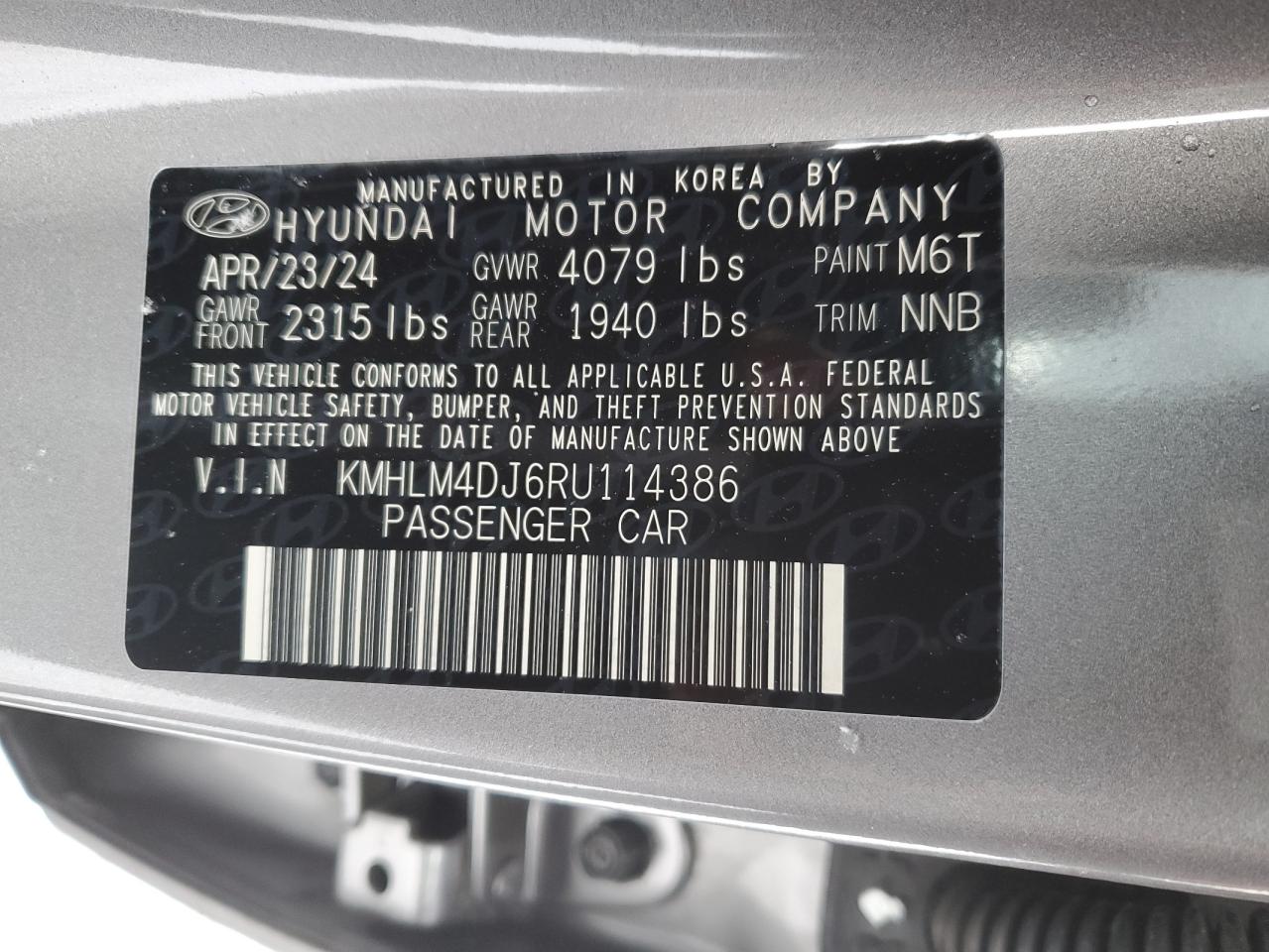 2024 HYUNDAI ELANTRA BLUE VIN:KMHLM4DJ6RU114386