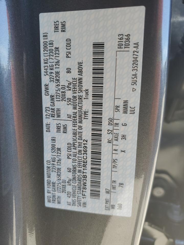 2024 FORD F350 SUPER DUTY VIN:1FT8W3BT1REC36912