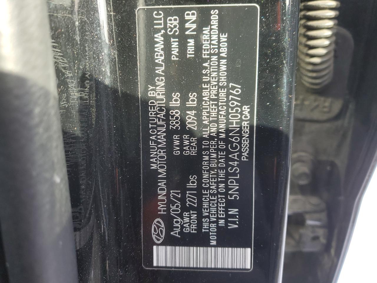 2022 HYUNDAI ELANTRA SEL VIN:1FTEX1EP2LKE13074