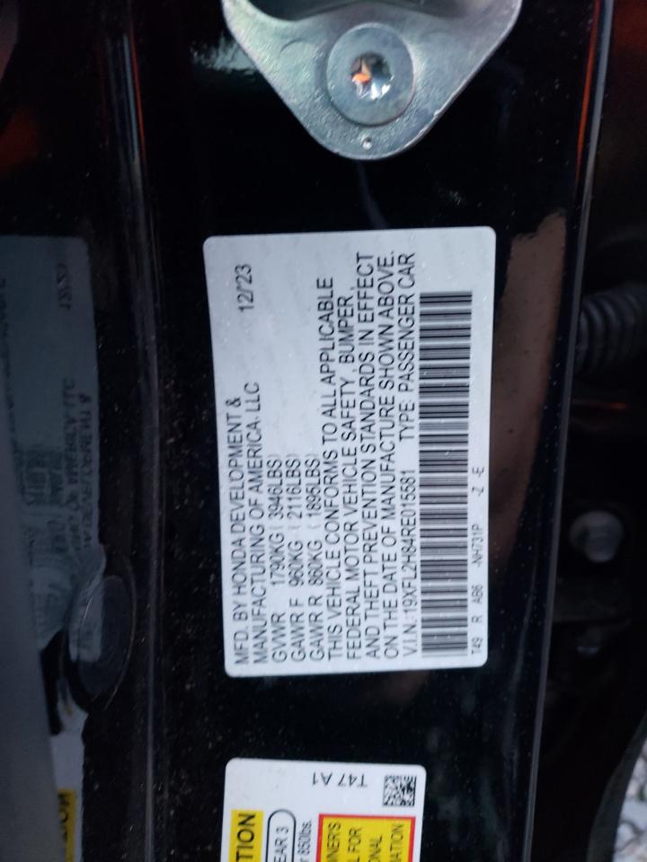 2024 HONDA CIVIC SPORT VIN:19XFL2H84RE015581