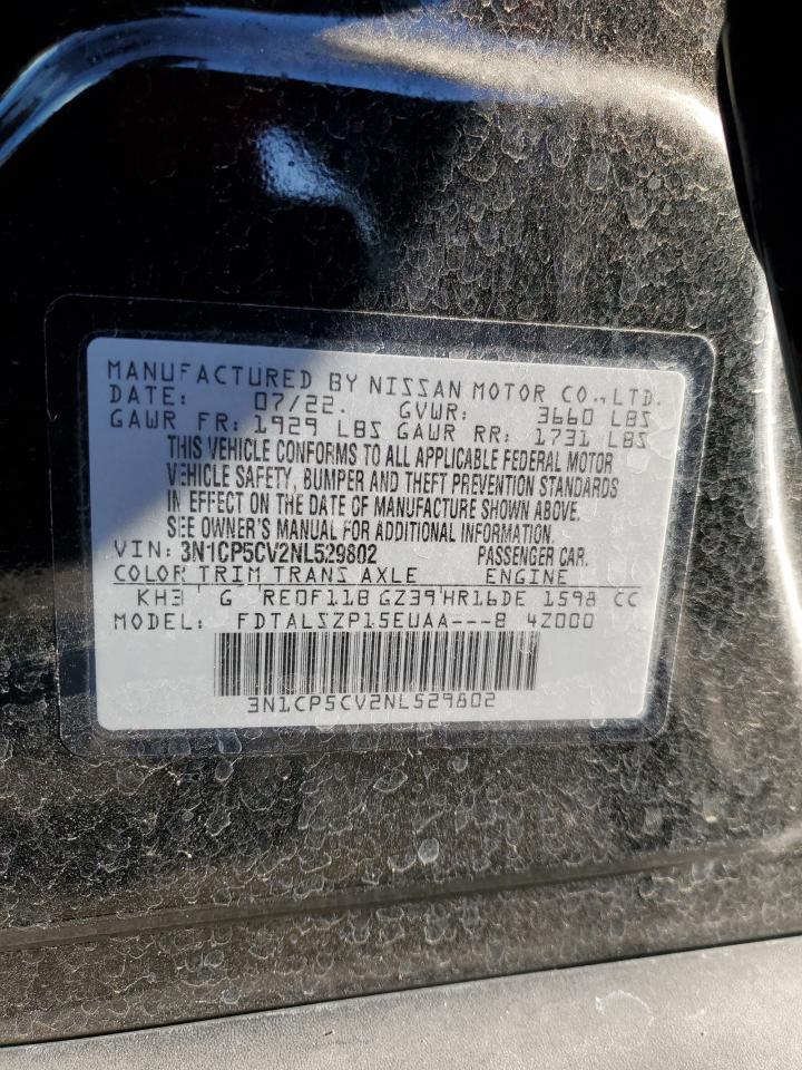 2022 NISSAN KICKS SV VIN:3N1CP5CV2NL529802