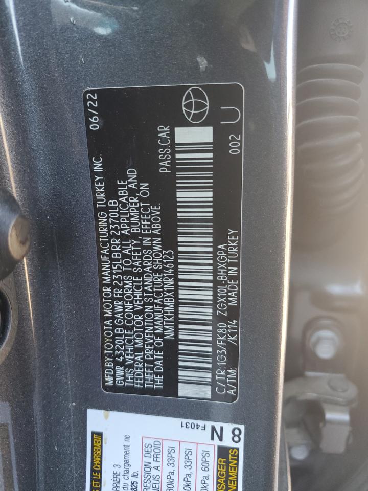 2022 TOYOTA C-HR XLE VIN:NMTKHMBX1NR146123
