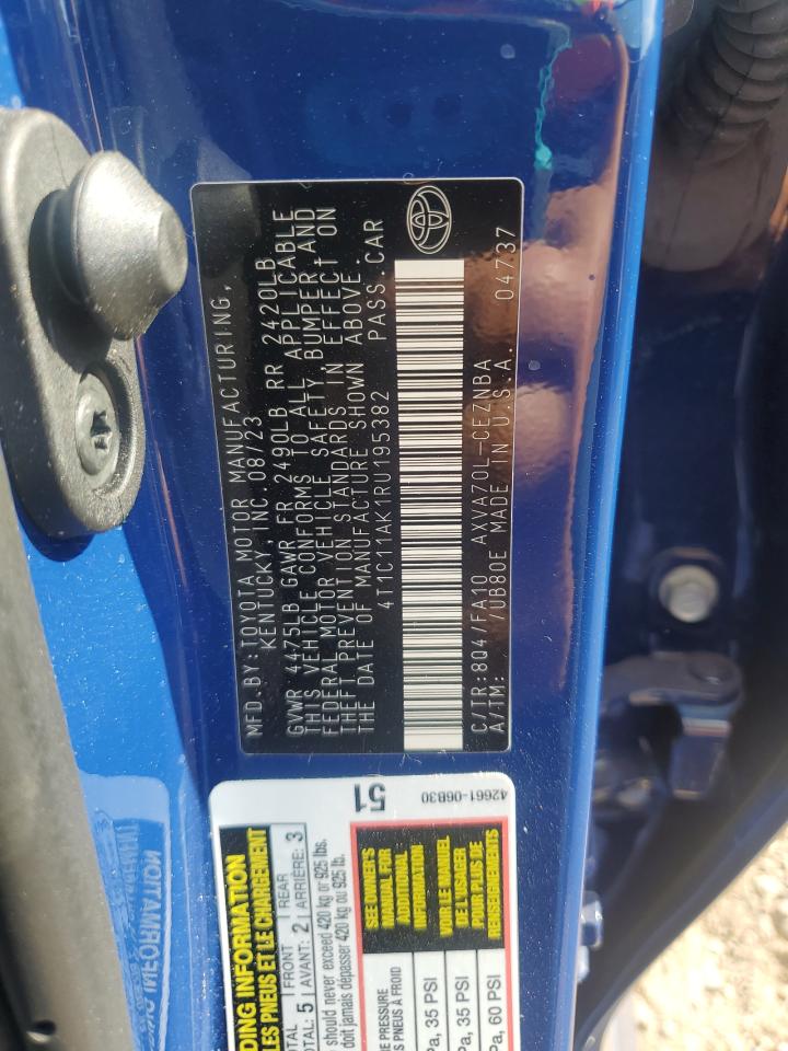 2024 TOYOTA CAMRY LE VIN:4T1C11AK1RU195382