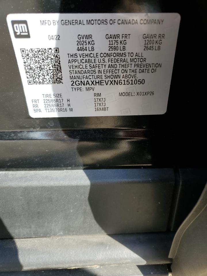 2022 CHEVROLET EQUINOX LS VIN:2GNAXHEVXN6151050