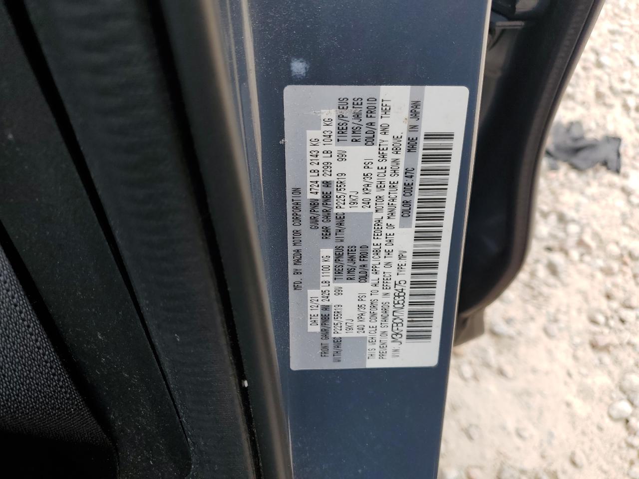 2022 MAZDA CX-5 PREFERRED VIN:JM3KFBCM7N0536475