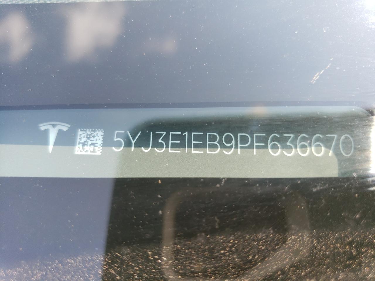 2023 TESLA MODEL 3 VIN:5YJ3E1EB9PF636670