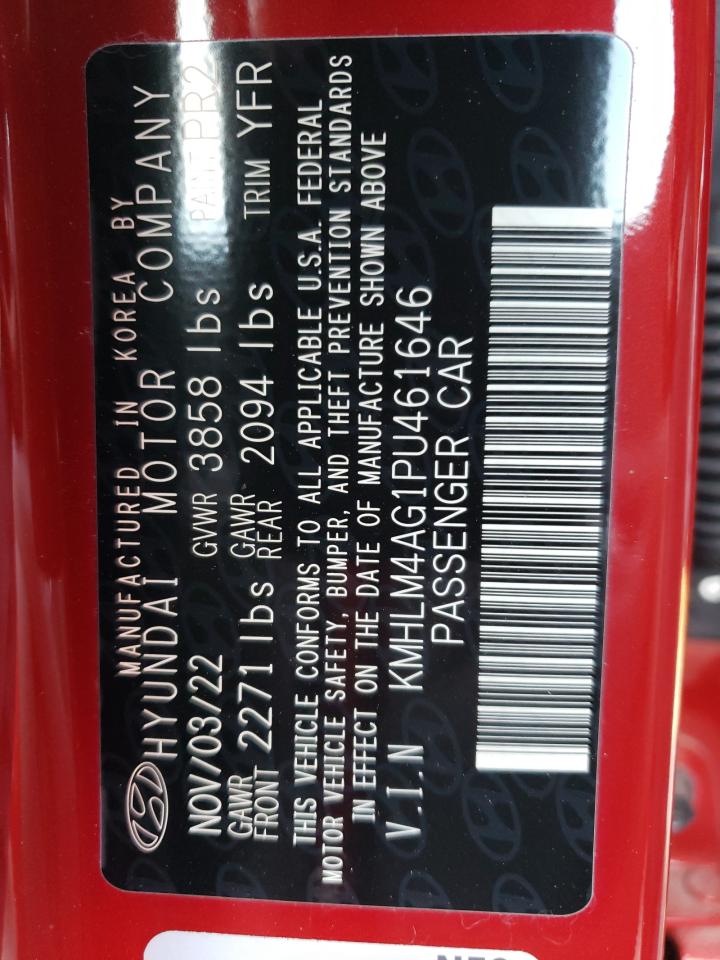 2023 HYUNDAI ELANTRA SEL VIN:KMHLM4AG1PU461646
