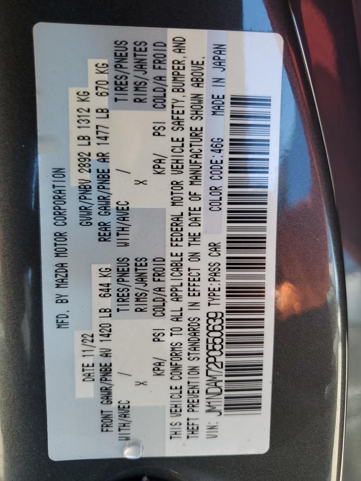 2023 MAZDA MX-5 MIATA GRAND TOURING VIN:JM1NDAM72P0550639