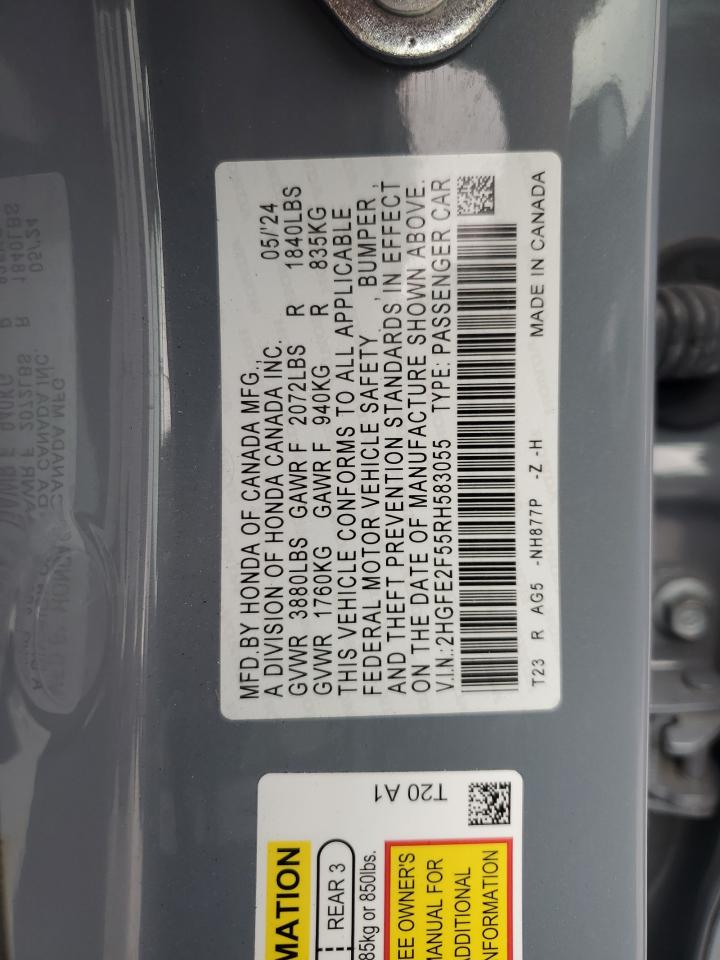 2024 HONDA CIVIC SPORT VIN:2HGFE2F55RH583055