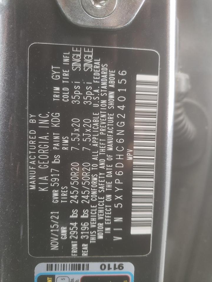 2022 KIA TELLURIDE S VIN:5XYP6DHC6NG240156