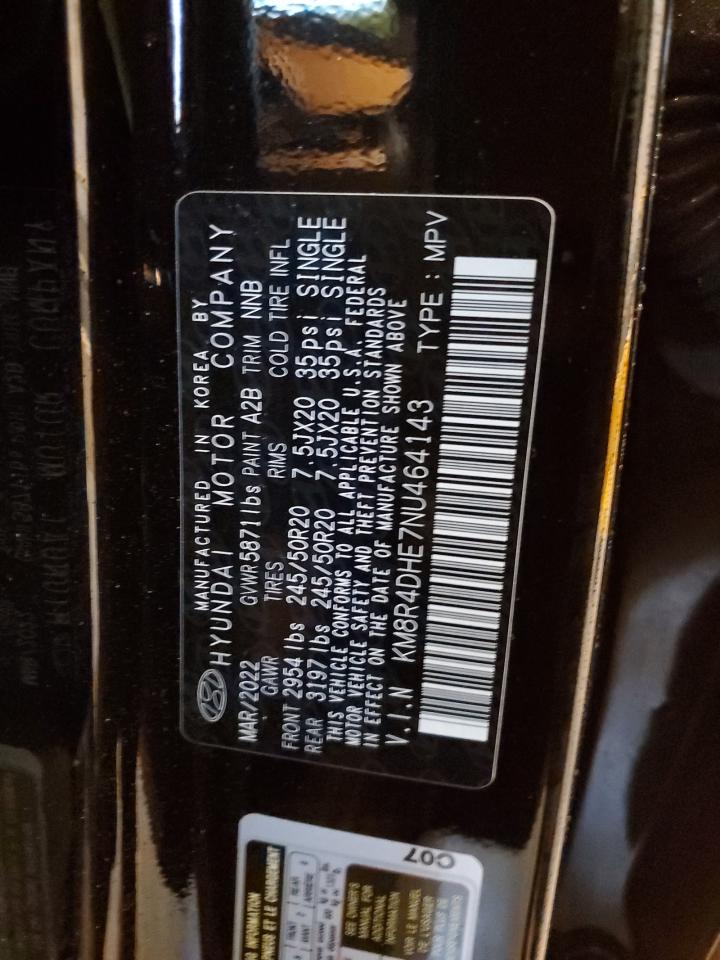 2022 HYUNDAI PALISADE SEL VIN:KM8R4DHE7NU464143