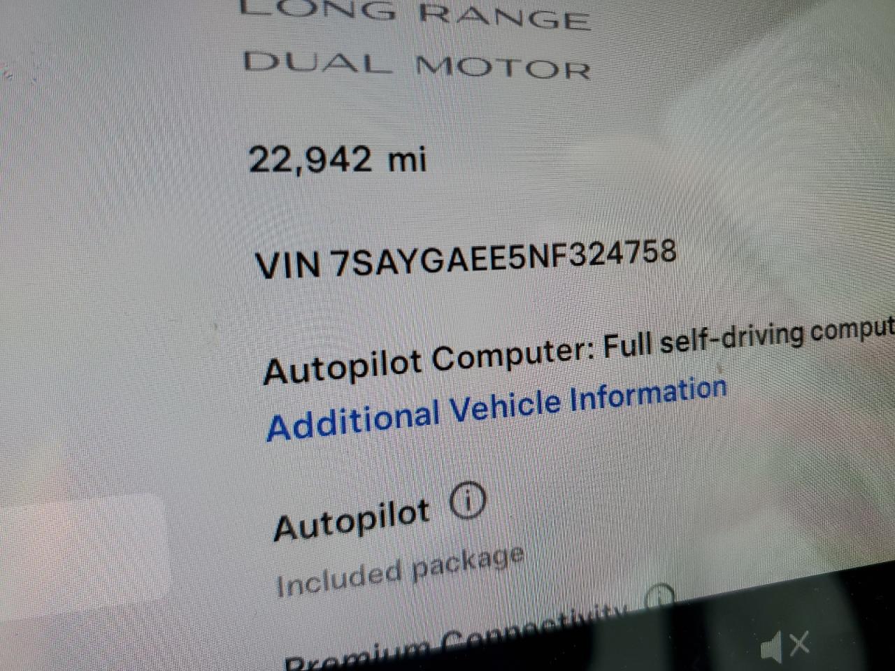 2022 TESLA MODEL Y VIN:7SAYGAEE5NF324758