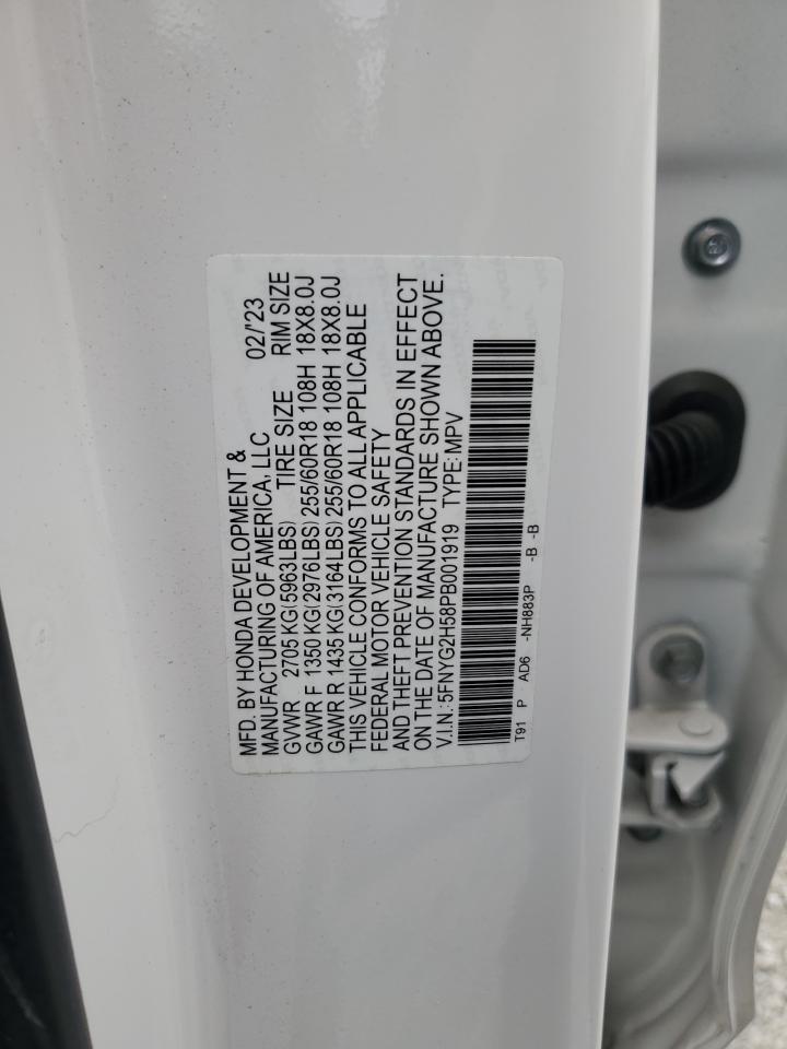 2023 HONDA PILOT EXL VIN:5FNYG2H58PB001919