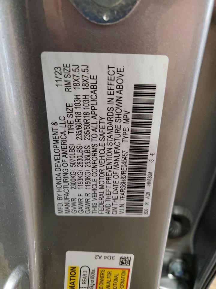 2024 HONDA CR-V SPORT-L VIN:7FARS6H82RE045457