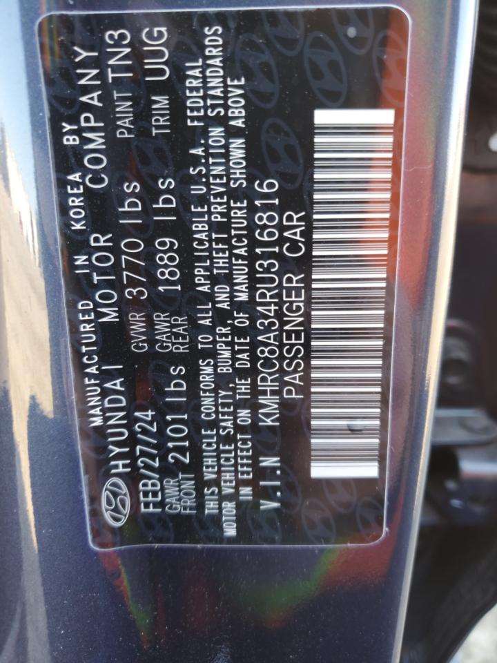 2024 HYUNDAI VENUE SEL VIN:KMHRC8A34RU316816