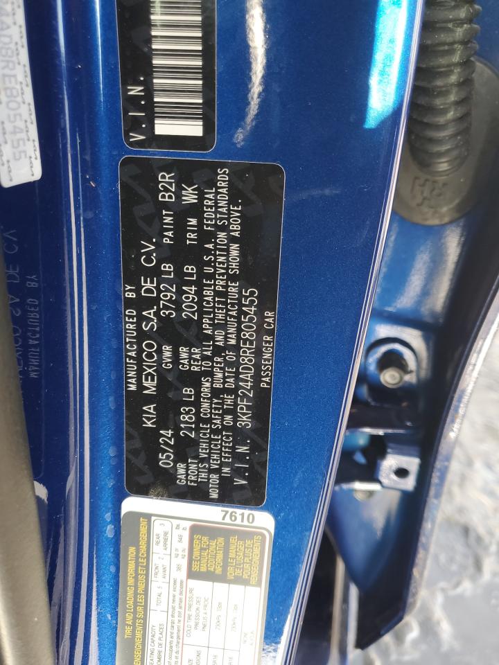 2024 KIA FORTE LX VIN:3KPF24AD8RE805455