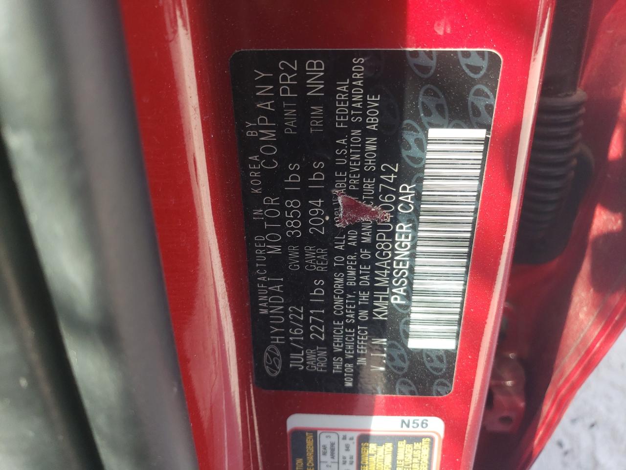 2023 HYUNDAI ELANTRA SEL VIN:KMHLM4AG8PU406742