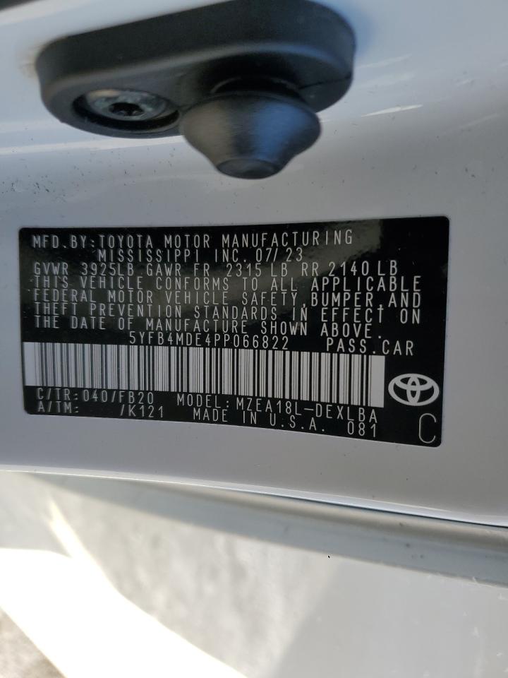 2023 TOYOTA COROLLA LE VIN:5YFB4MDE4PP066822