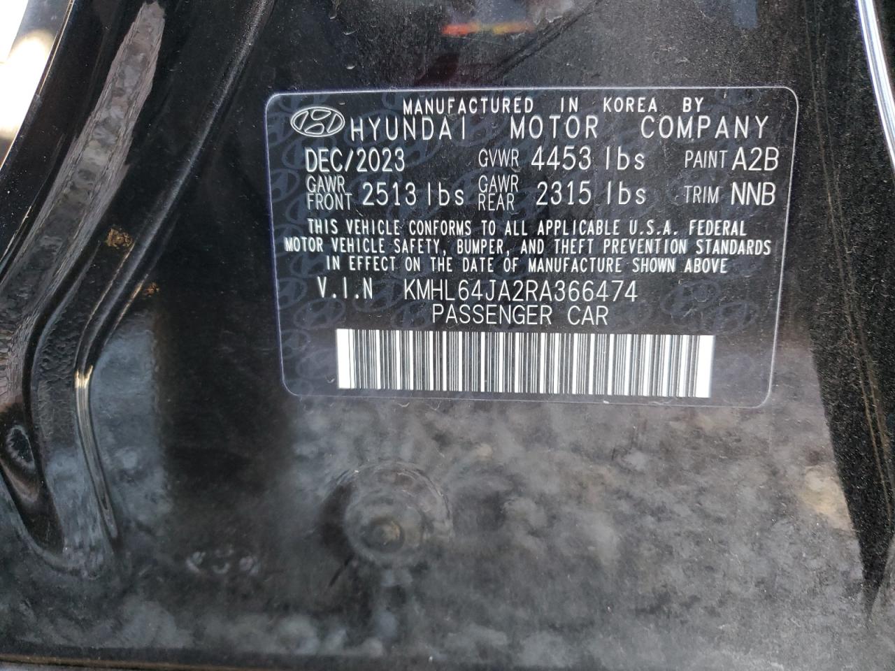 2024 HYUNDAI SONATA SEL VIN:KMHL64JA2RA366474