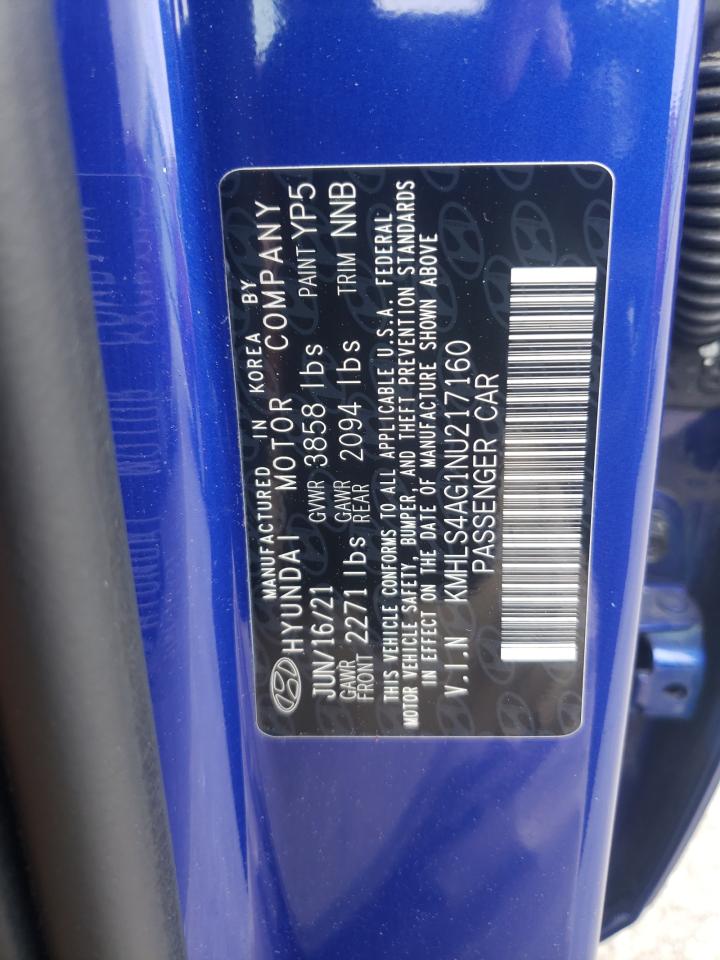 2022 HYUNDAI ELANTRA SEL VIN:KMHLS4AG1NU217160