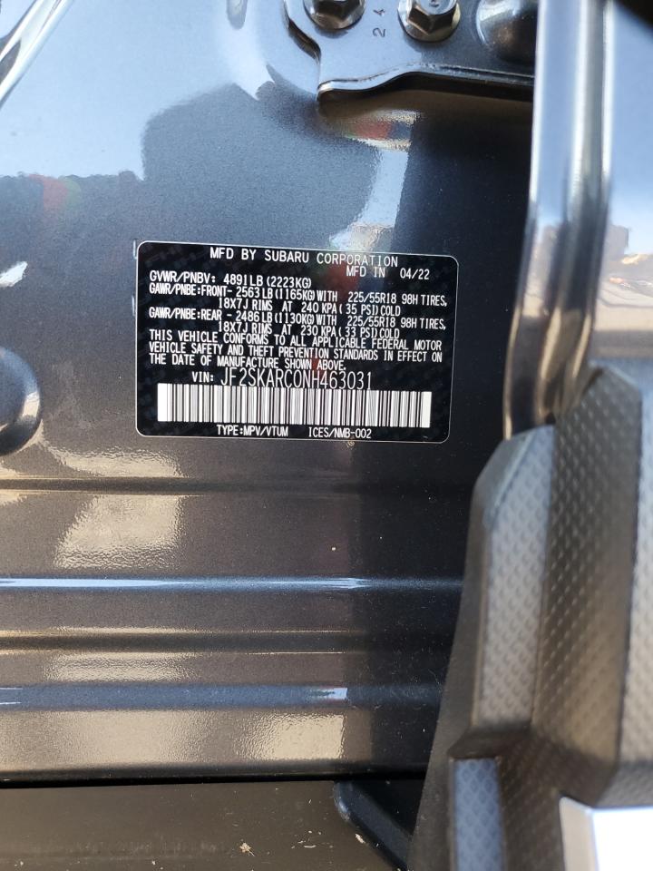 2022 SUBARU FORESTER TOURING VIN:JF2SKARC0NH463031