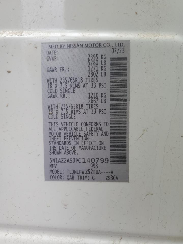 2023 NISSAN MURANO S VIN:5N1AZ2AS0PC140799