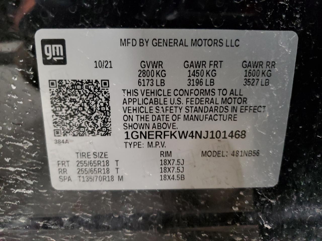 2022 CHEVROLET TRAVERSE LS VIN:1GNERFKW4NJ101468