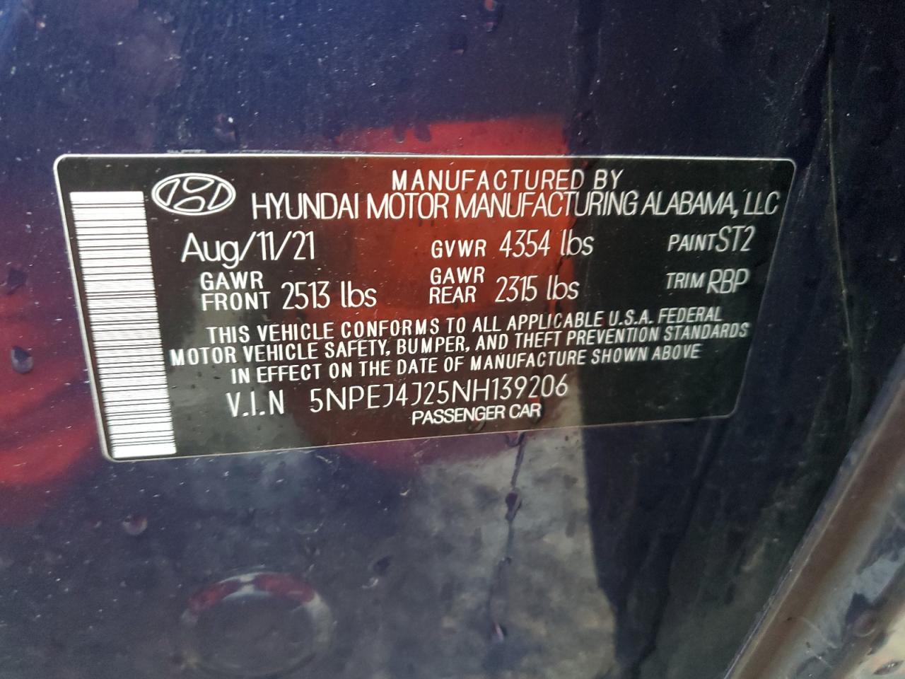 2022 HYUNDAI SONATA SEL PLUS VIN:5NPEJ4J25NH139206