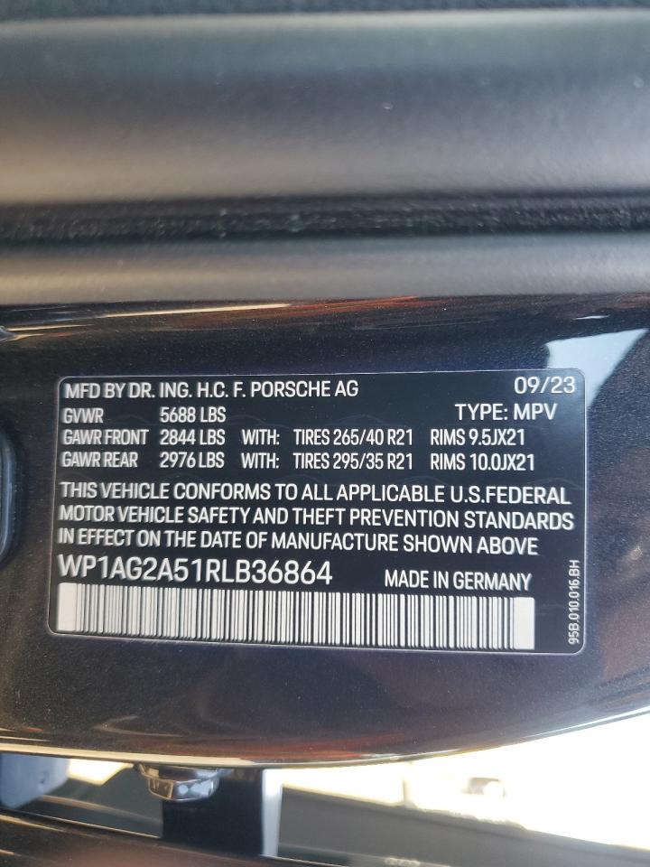 2024 PORSCHE MACAN S VIN:WP1AG2A51RLB36864