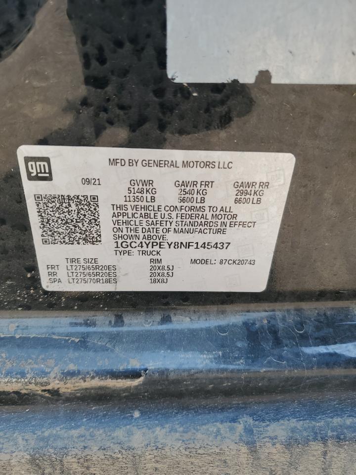 2022 CHEVROLET SILVERADO K2500 HEAVY DUTY LTZ VIN:1GC4YPEY8NF145437