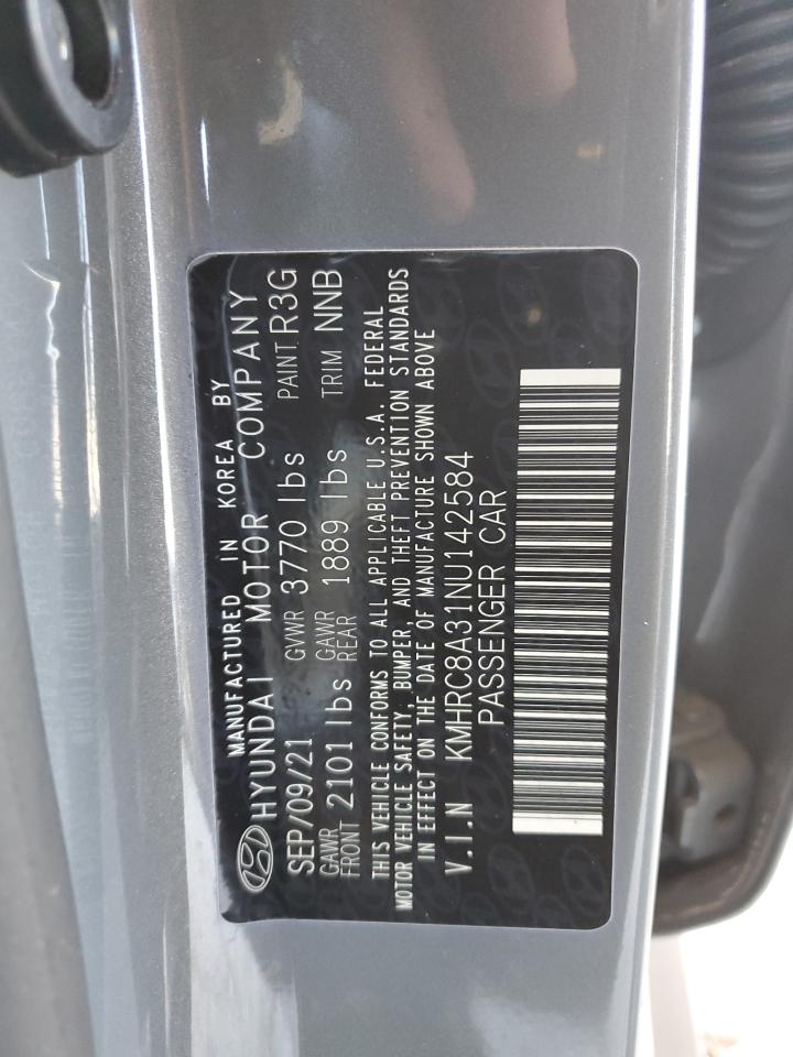 2022 HYUNDAI VENUE SEL VIN:KMHRC8A31NU142584