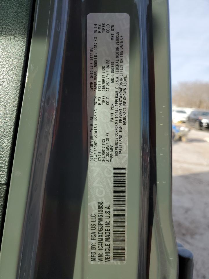 2023 JEEP WRANGLER SPORT VIN:1C4HJXDG3PW615858