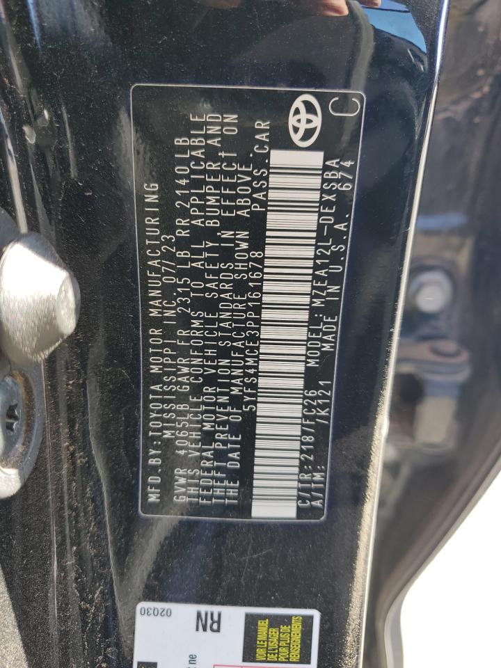 2023 TOYOTA COROLLA SE VIN:5YFS4MCE3PP161678