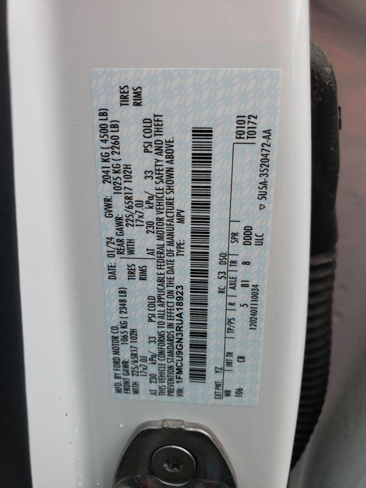 2024 FORD ESCAPE ACTIVE VIN:1FMCU9GN3RUA18923