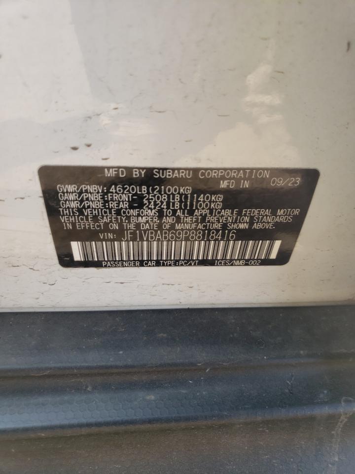 2023 SUBARU WRX VIN:JF1VBAB69P8818416