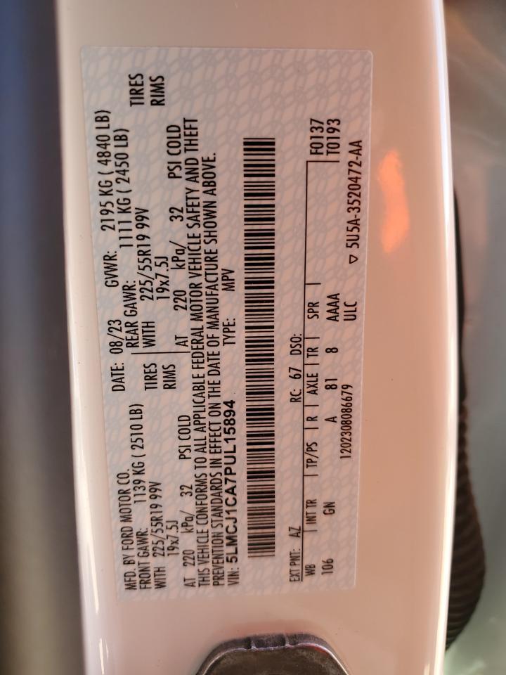 2023 LINCOLN CORSAIR VIN:5LMCJ1CA7PUL15894