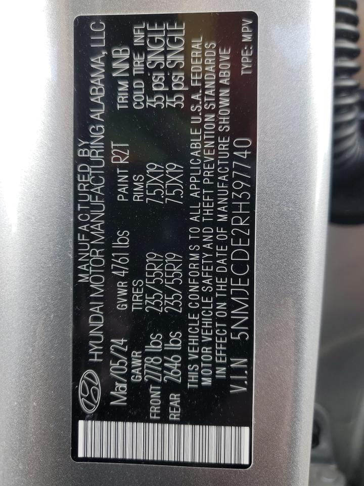 2024 HYUNDAI TUCSON LIMITED VIN:5NMJECDE2RH397740