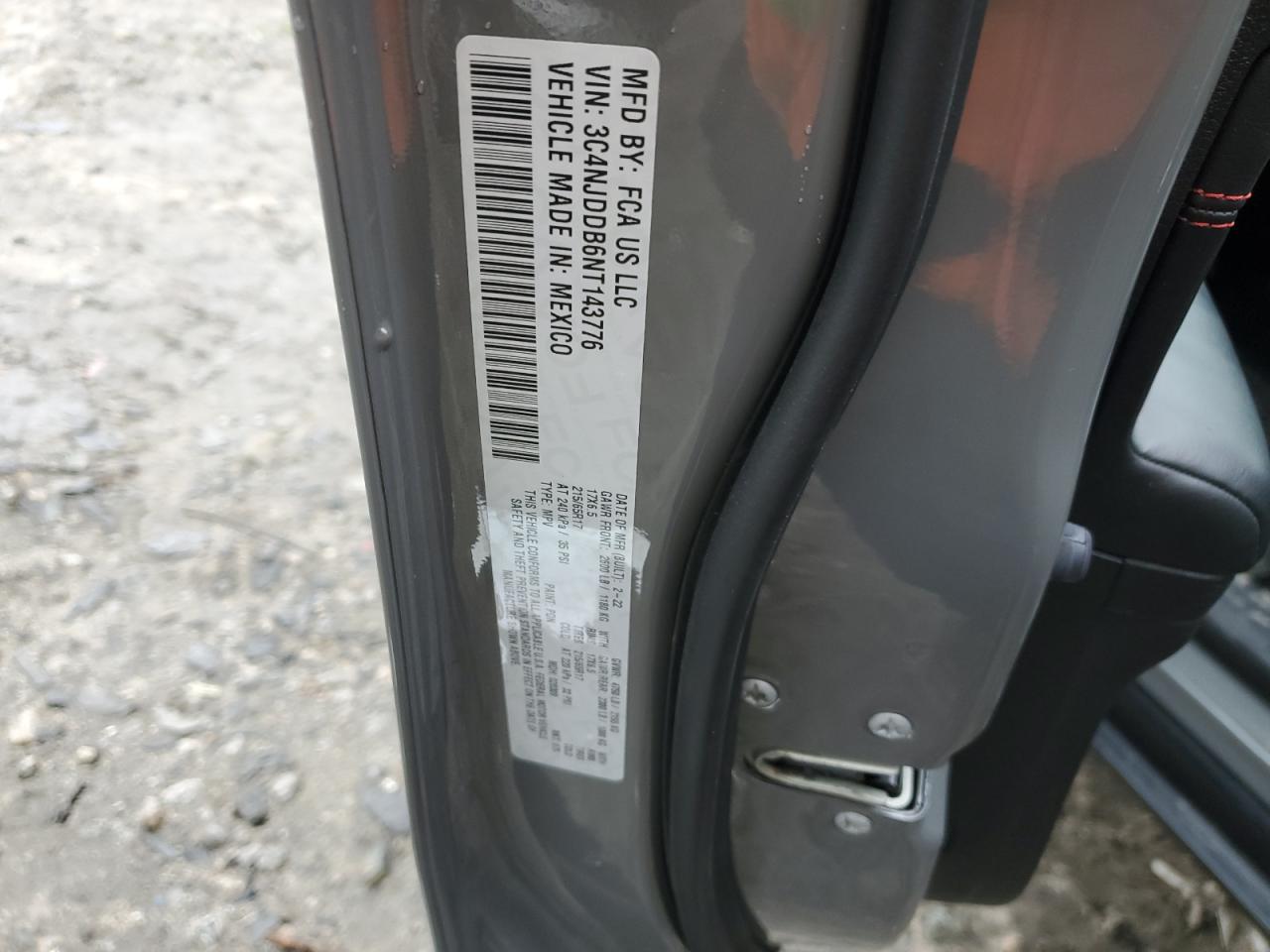 2022 JEEP COMPASS TRAILHAWK VIN:3C4NJDDB6NT143776