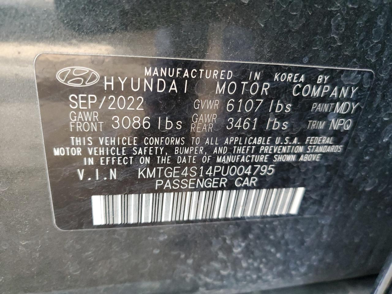 2023 GENESIS G80 VIN:KMTGE4S14PU004795