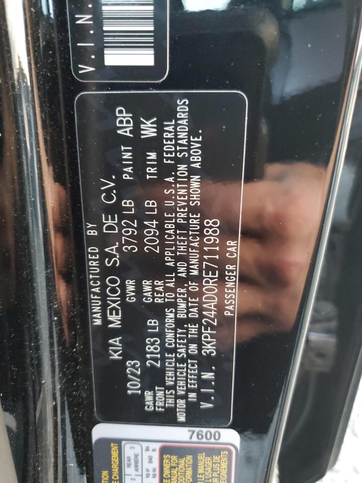 2024 KIA FORTE LX VIN:3KPF24AD0RE711988