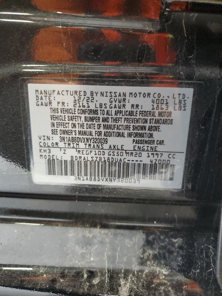 2022 NISSAN SENTRA SR VIN:3N1AB8DVXNY320039