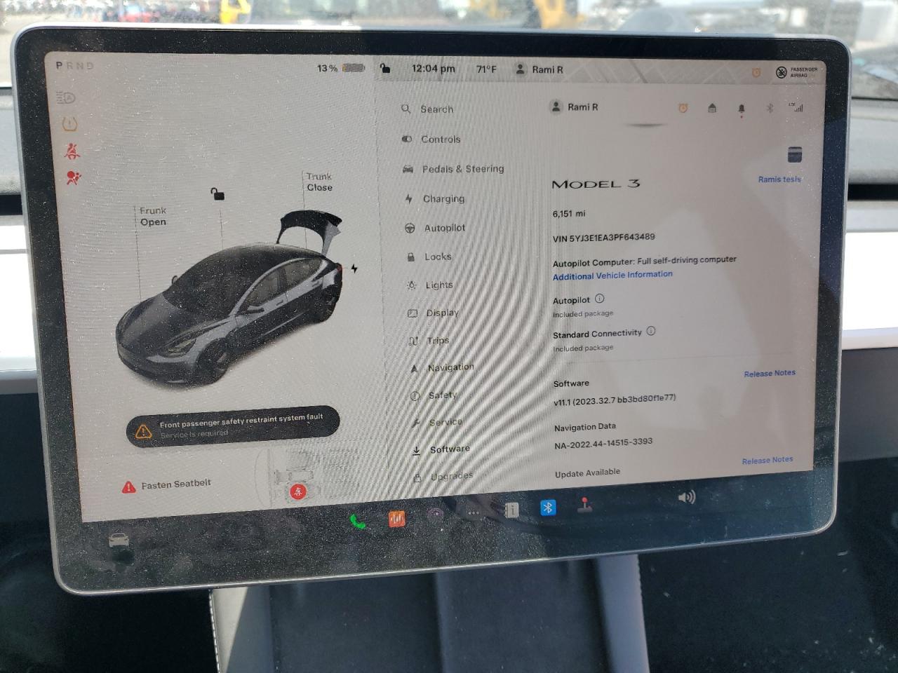 2023 TESLA MODEL 3 VIN:5YJ3E1EA3PF643489