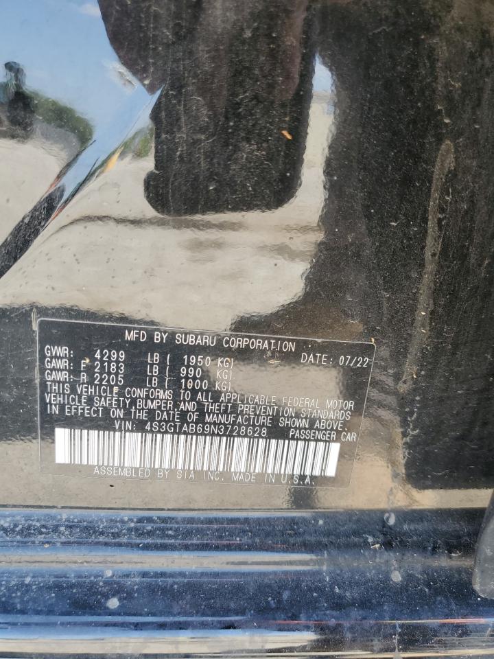 2022 SUBARU IMPREZA VIN:4S3GTAB69N3728628