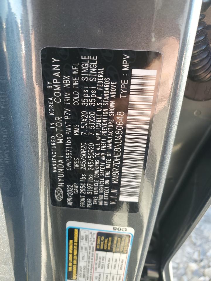 2022 HYUNDAI PALISADE CALLIGRAPHY VIN:KM8R7DHE8NU480648