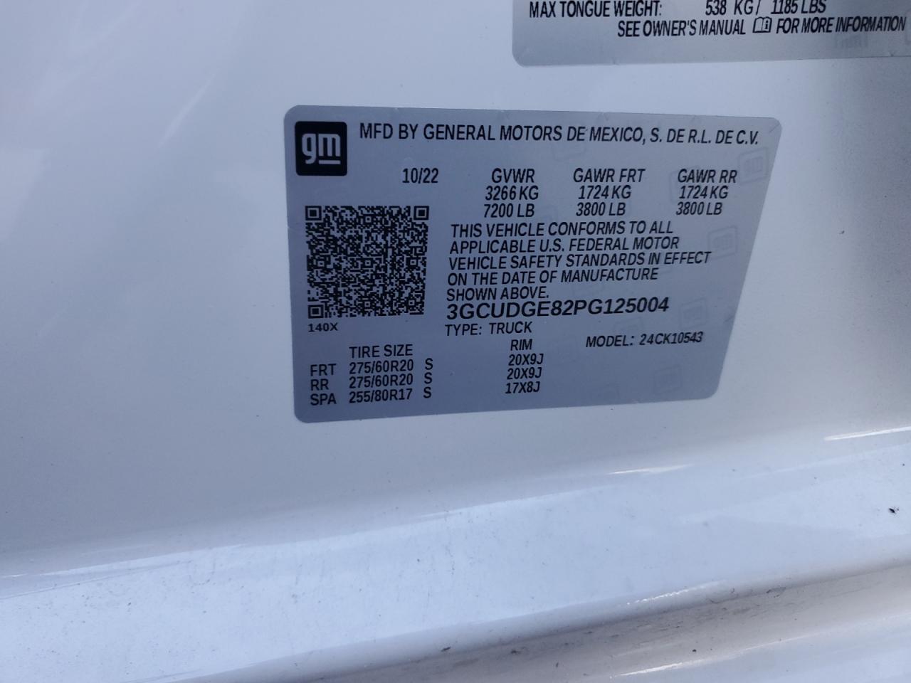 2023 CHEVROLET SILVERADO K1500 LTZ VIN:3GCUDGE82PG125004